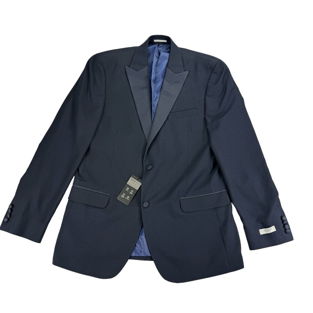 Alfani Mens Slim Fit Stretch Tuxedo Suit Jacket Navy Blue 42L